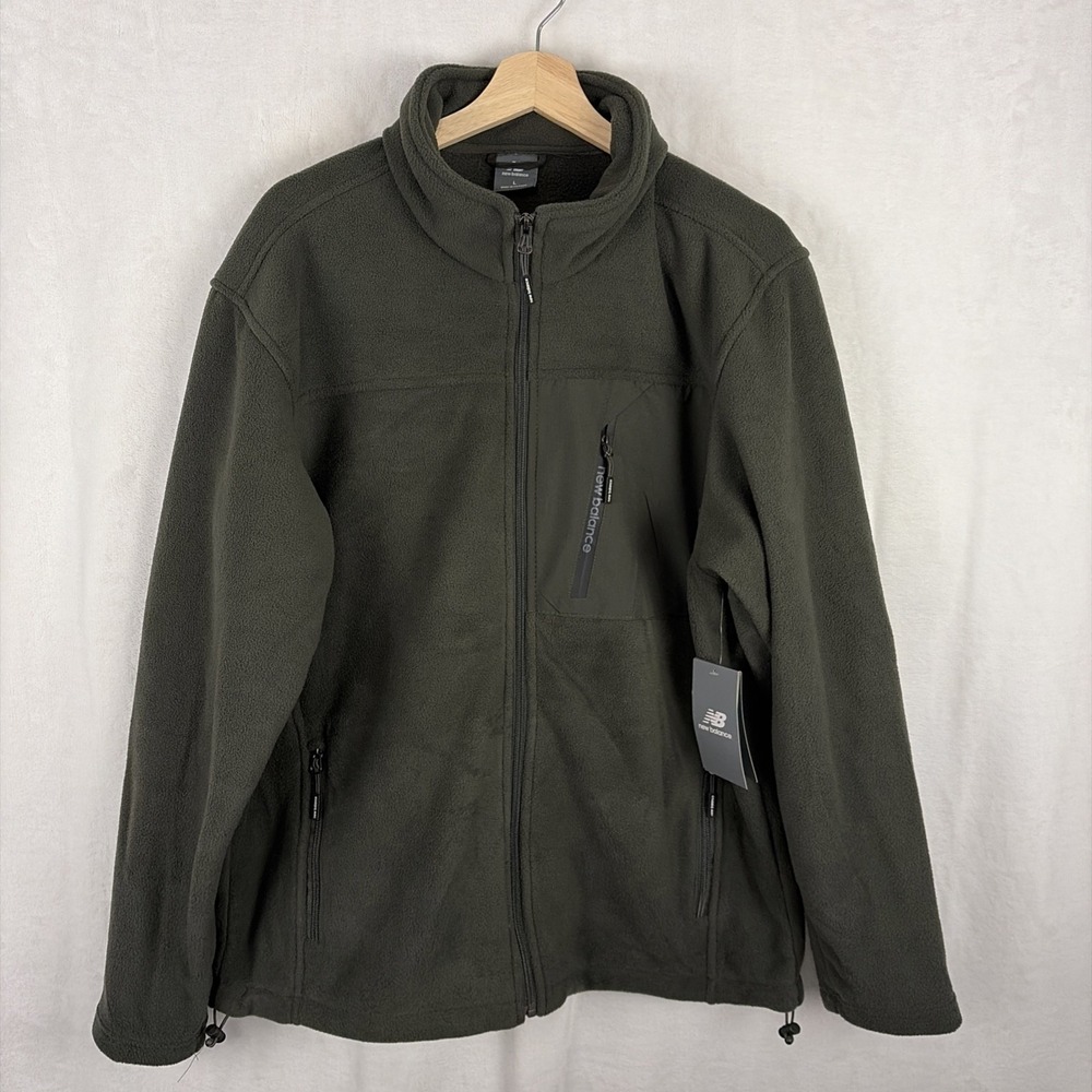 New Balance Men's Full Zip Fleece Jacket Embroidered Green Size Large NWT